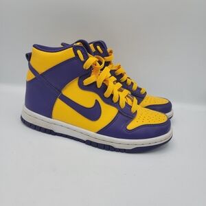 Nike High-Top Dunks Sneakers in Purple and Yellow